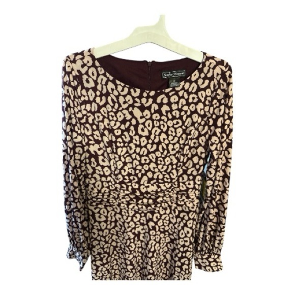 Jessica Howard Petite Women’s Long Sleeve Animal Print Midi Dress Size 8P - Picture 10 of 12
